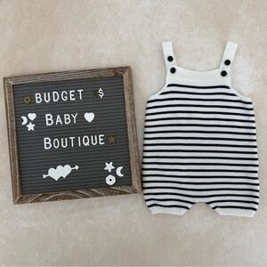 Janie and Jack Navy and White Striped Knit Overalls